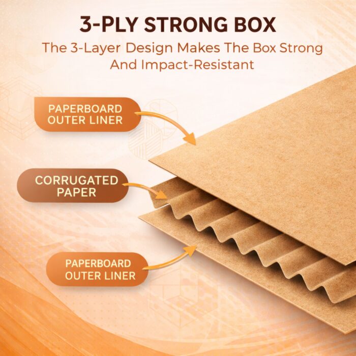 Corrugated Cardboard Shipping Boxes 3.3 Inch x 3.3 Inch x 10 Inch – Die Cutting & Strong Kraft Packing Box for Bottles, Glass Items, Gifts & Ecommerce Packaging | Durable Corrugated E-Commerce for Safe Shipping & Storage - Image 2