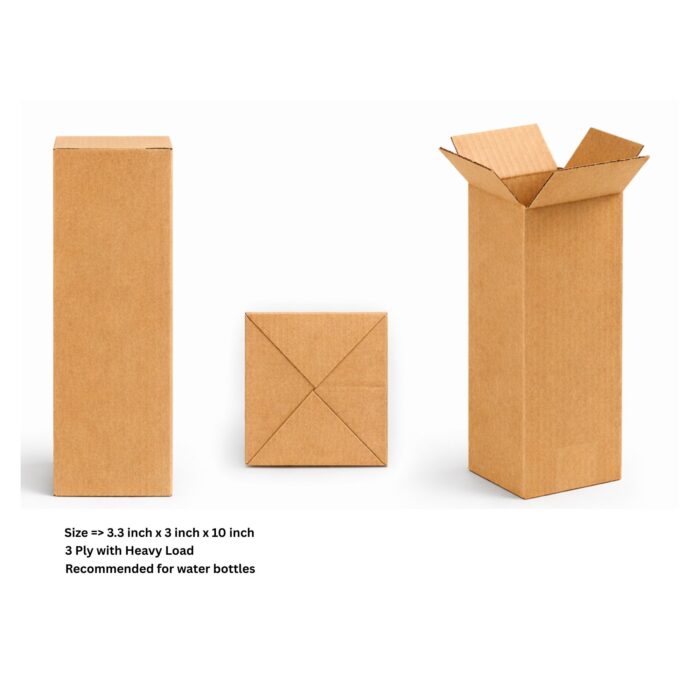 Corrugated Cardboard Shipping Boxes 3.3 Inch x 3.3 Inch x 10 Inch – Die Cutting & Strong Kraft Packing Box for Bottles, Glass Items, Gifts & Ecommerce Packaging | Durable Corrugated E-Commerce for Safe Shipping & Storage - Image 3