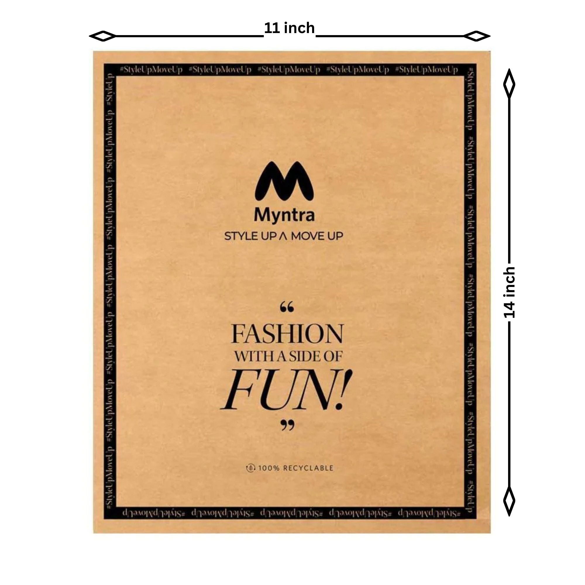 11×14 Myntra Branded Recyclable Kraft Paper Courier Bag | Eco-Friendly E-commerce Packaging Poly Mailer | Fashion Shipping Bag with Secure Seal