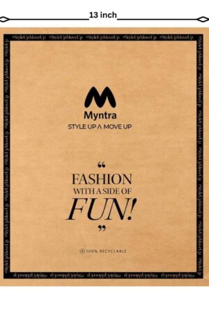 13×15 Myntra Branded Recyclable Kraft Paper Courier Bag | Eco-Friendly E-commerce Packaging Poly Mailer | Fashion Shipping Bag with Secure Seal