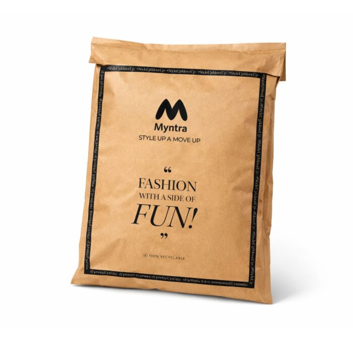 11×14 Myntra Branded Recyclable Kraft Paper Courier Bag | Eco-Friendly E-commerce Packaging Poly Mailer | Fashion Shipping Bag with Secure Seal - Image 2