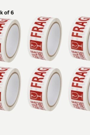Fragile Handle with care Packing Tape – Pack of 6 (65 Meter) | 2 Inch Adhesive Tape for Packaging, Shipping & Courier Boxes