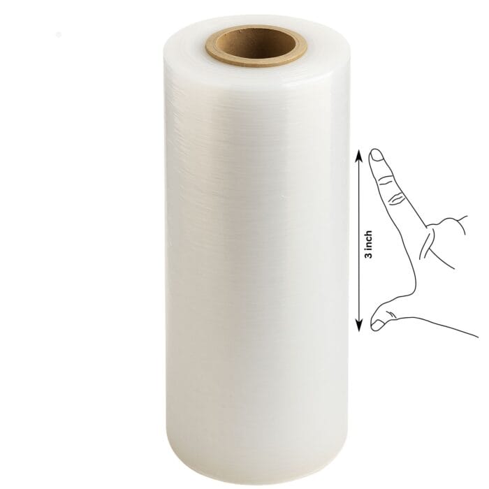 MarkRTD Stretch Film Roll 3 Inch | Mini Stretch Wrap for Packaging & Shipping | Heavy Duty 23 Microns | High Clarity | Ideal for Ecommerce, Movers, Warehouse Packing (Transparent)