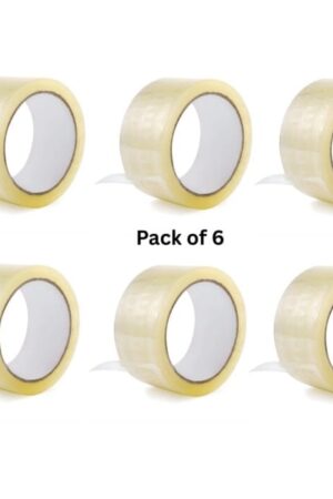 Transparent Tape MarkRTD Exclusive – Pack of 6 – 65 Meter| 2 Inch Adhesive Tape for Packaging, Shipping & Courier Boxes